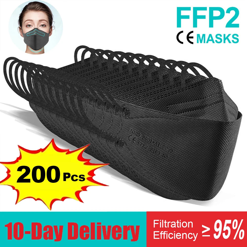 10-200 Pieces FFP2/KN95 Certified Masks