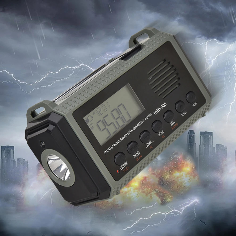 Multifunctionele Zonne- en Hand opladend Radio AM FM SW NOAA Weer Radio 10000mAh Noodradio Leeslamp voor Outdoor Survival