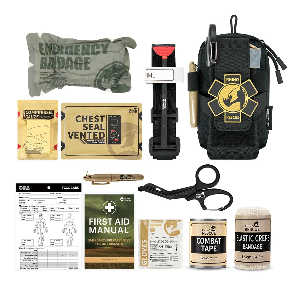 Tactische Overlevingspakket, Trauma Kit en Molle Utility rugtas, ideaal voor overleven, kamperen en wandelen. - survivor's choice EDC POUCH-BLACK survivor's choice