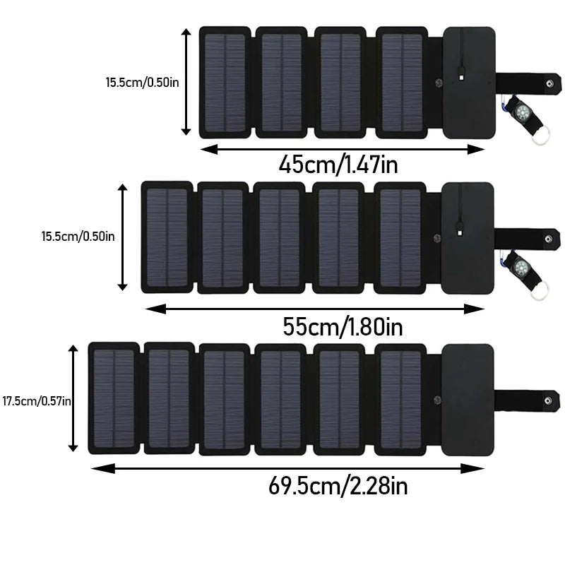 Panneau de charge solaire portable multifonctionnel pliable 5 V 1 A Sortie USB Outil de camping Sortie haute puissance