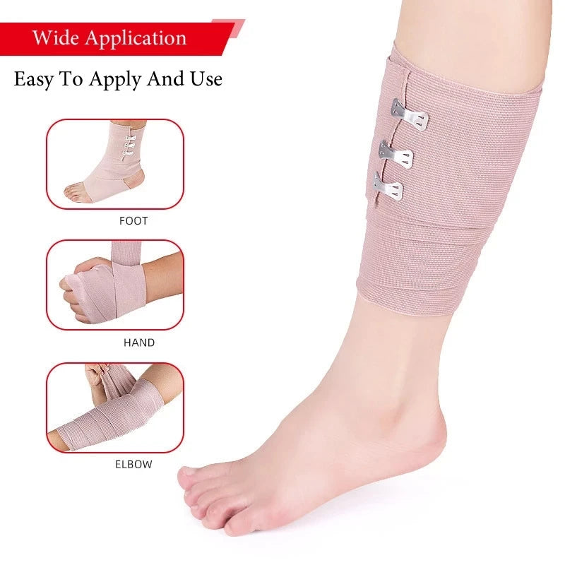 1 Piece Elastic Bandage Wrap with Clips Wound Cover Sprain Treatment