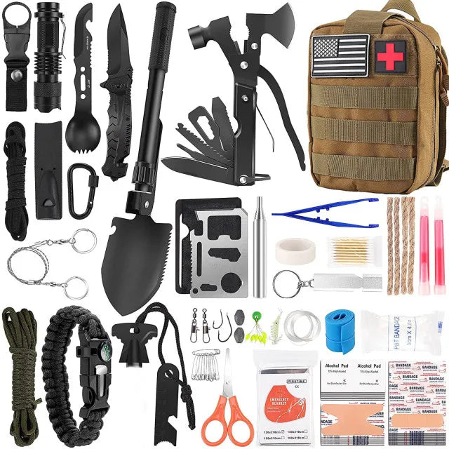 Survival kit 142 pcs trauma and survival backpack